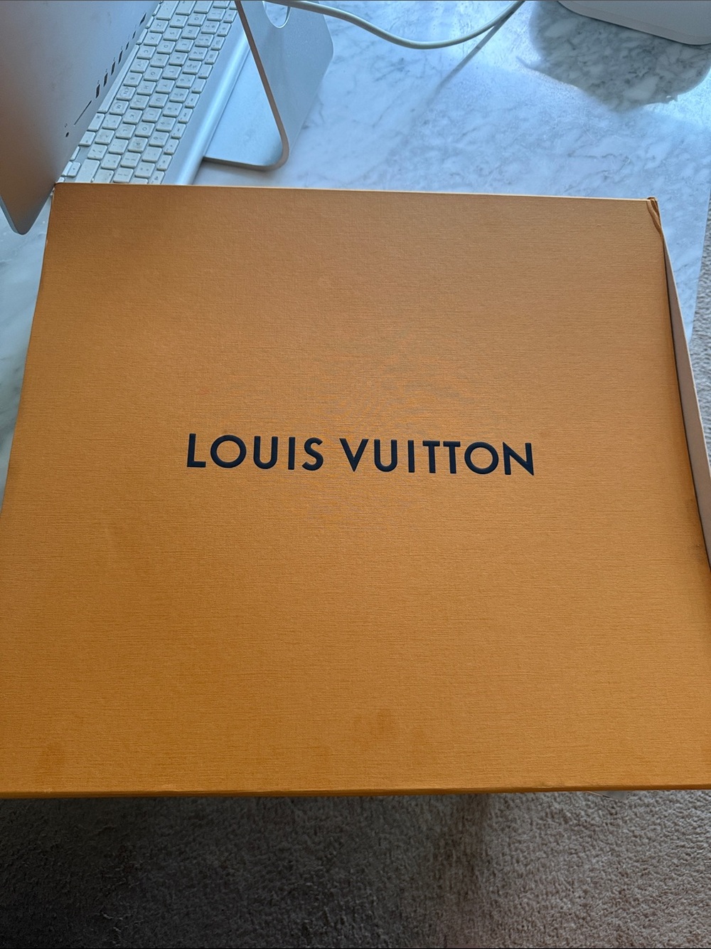 Authentic Louis Vuitton Orange Presentation Box with Black Logo